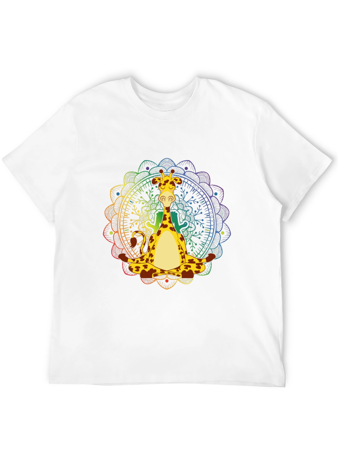 Zen Giraffe T-Shirt - Meditating Mandala Design
