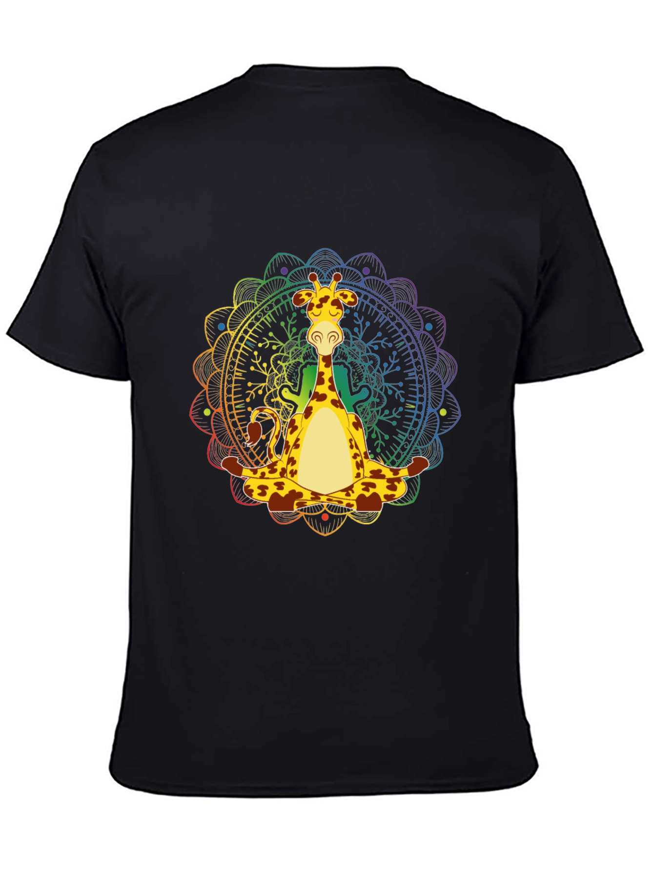 Zen Giraffe T-Shirt - Meditating Mandala Design