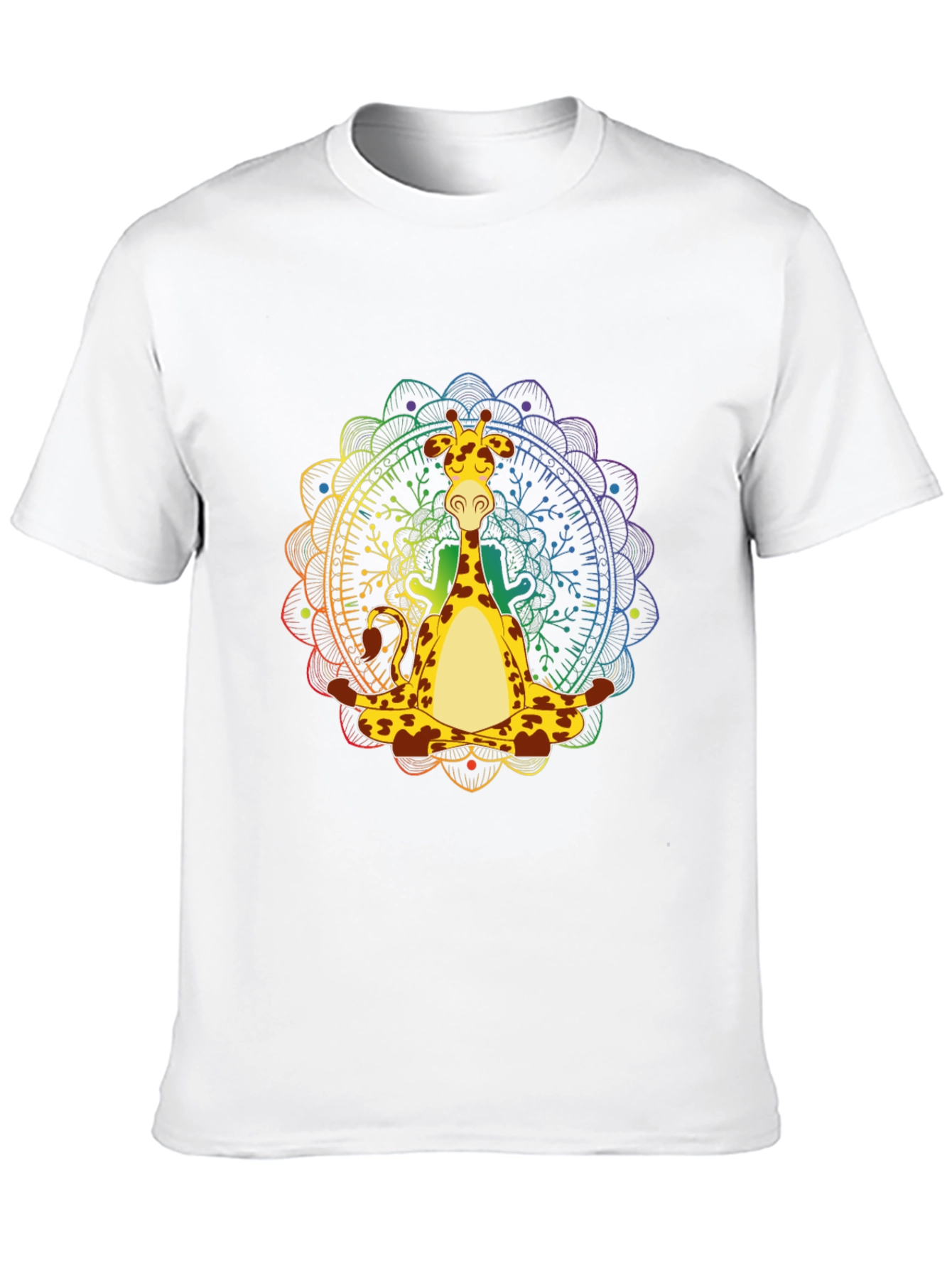 Zen Giraffe T-Shirt - Meditating Mandala Design