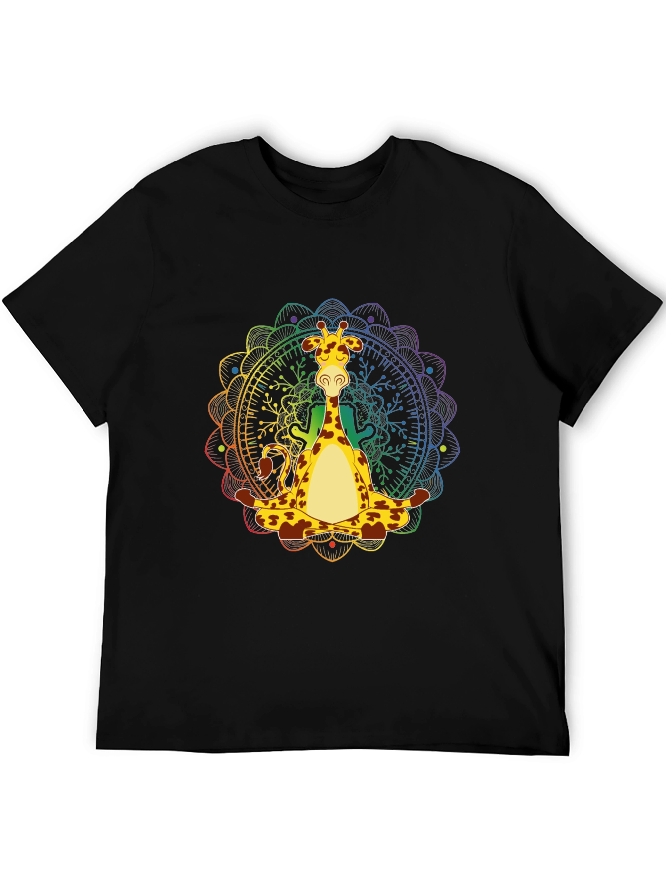 Zen Giraffe T-Shirt - Meditating Mandala Design
