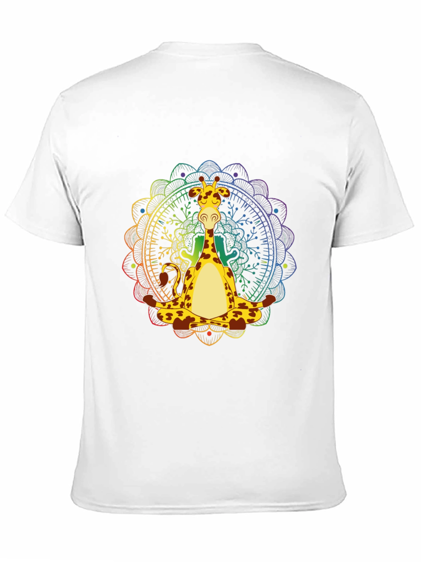 Zen Giraffe T-Shirt - Meditating Mandala Design