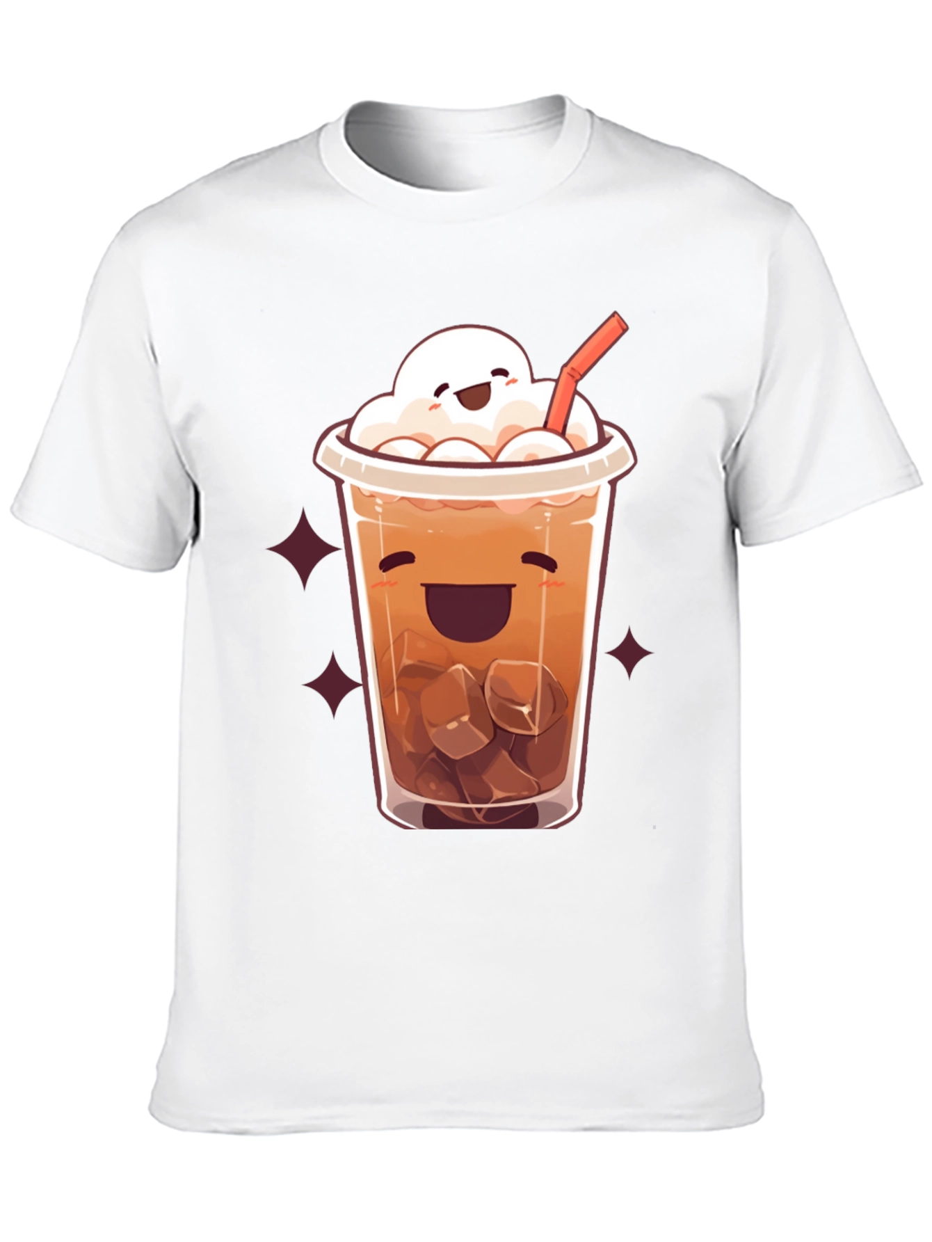 Cute Cartoon Iced Coffee Graphic T-Shirt