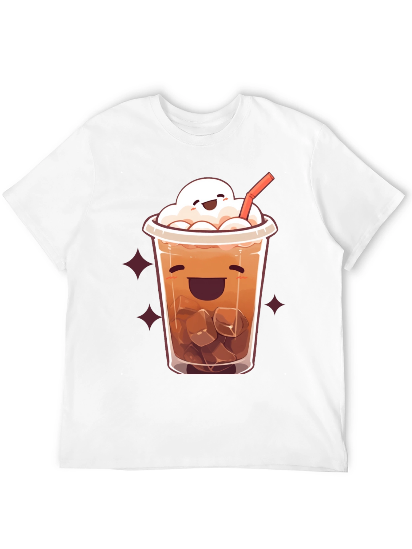 Cute Cartoon Iced Coffee Graphic T-Shirt