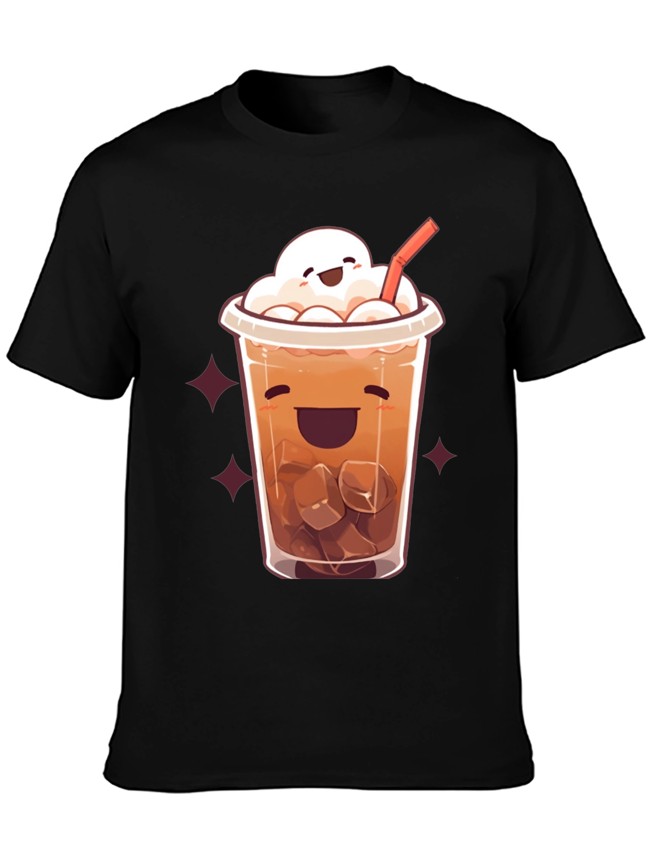 Cute Cartoon Iced Coffee Graphic T-Shirt