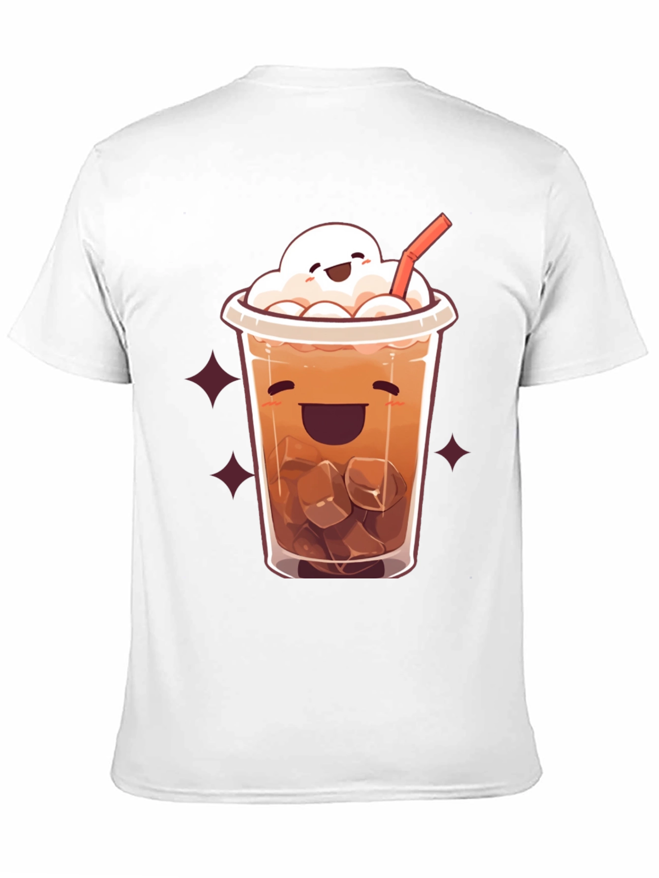 Cute Cartoon Iced Coffee Graphic T-Shirt