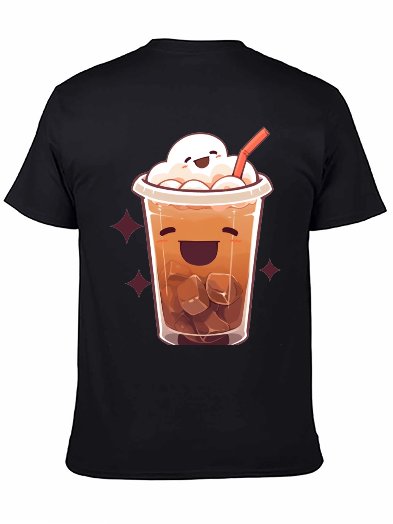 Cute Cartoon Iced Coffee Graphic T-Shirt