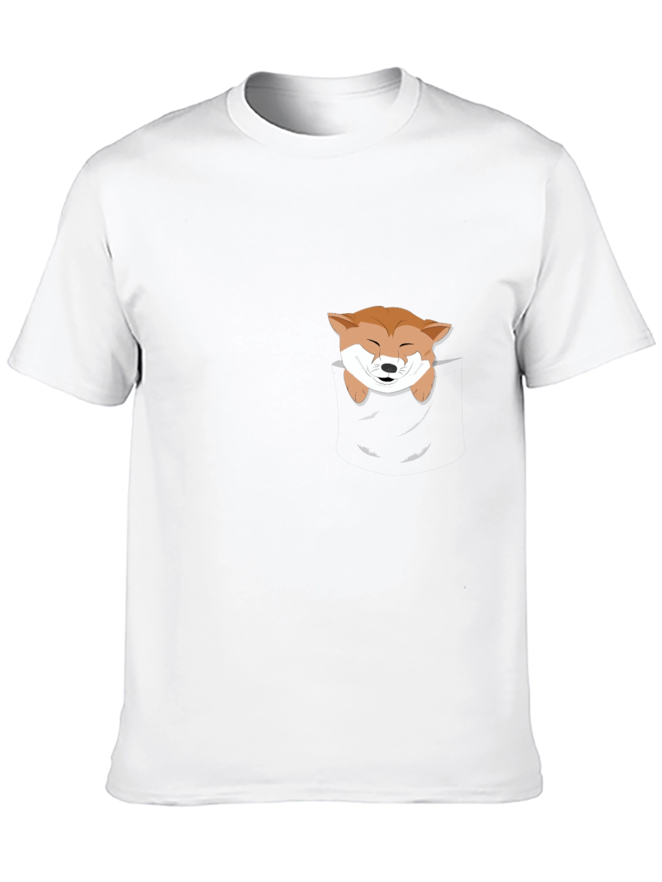 Cute Shiba Inu Pocket T-Shirt - Black