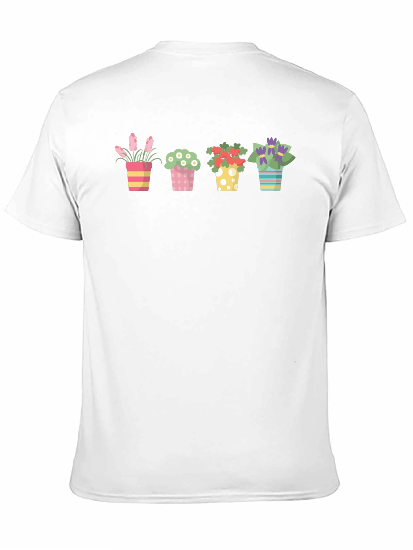 Floral Potted Plants Graphic Black T-Shirt