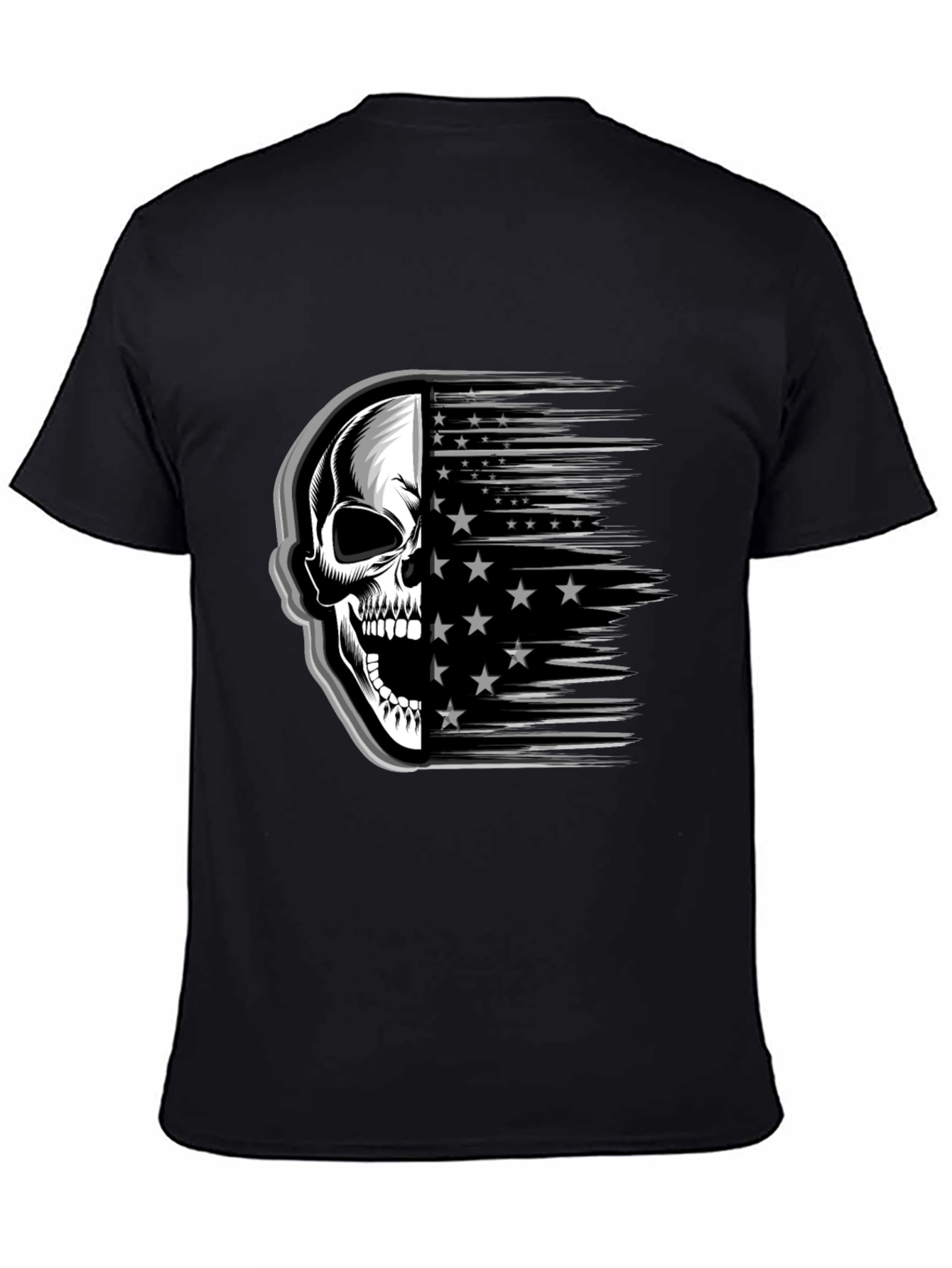 Skull Stars Stripes Graphic Tee - Mens Black T-Shirt