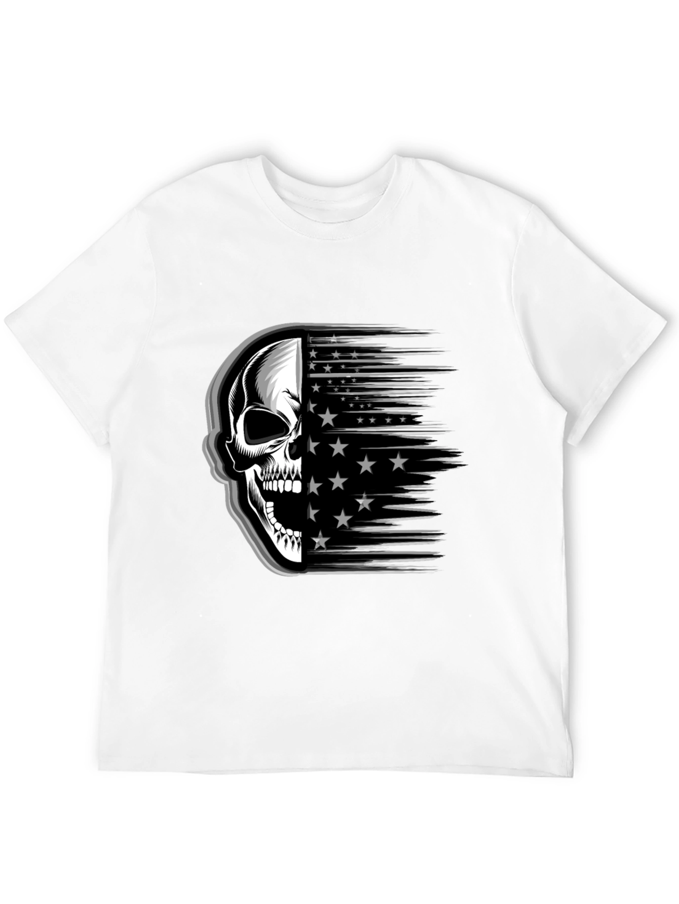 Skull Stars Stripes Graphic Tee - Mens Black T-Shirt