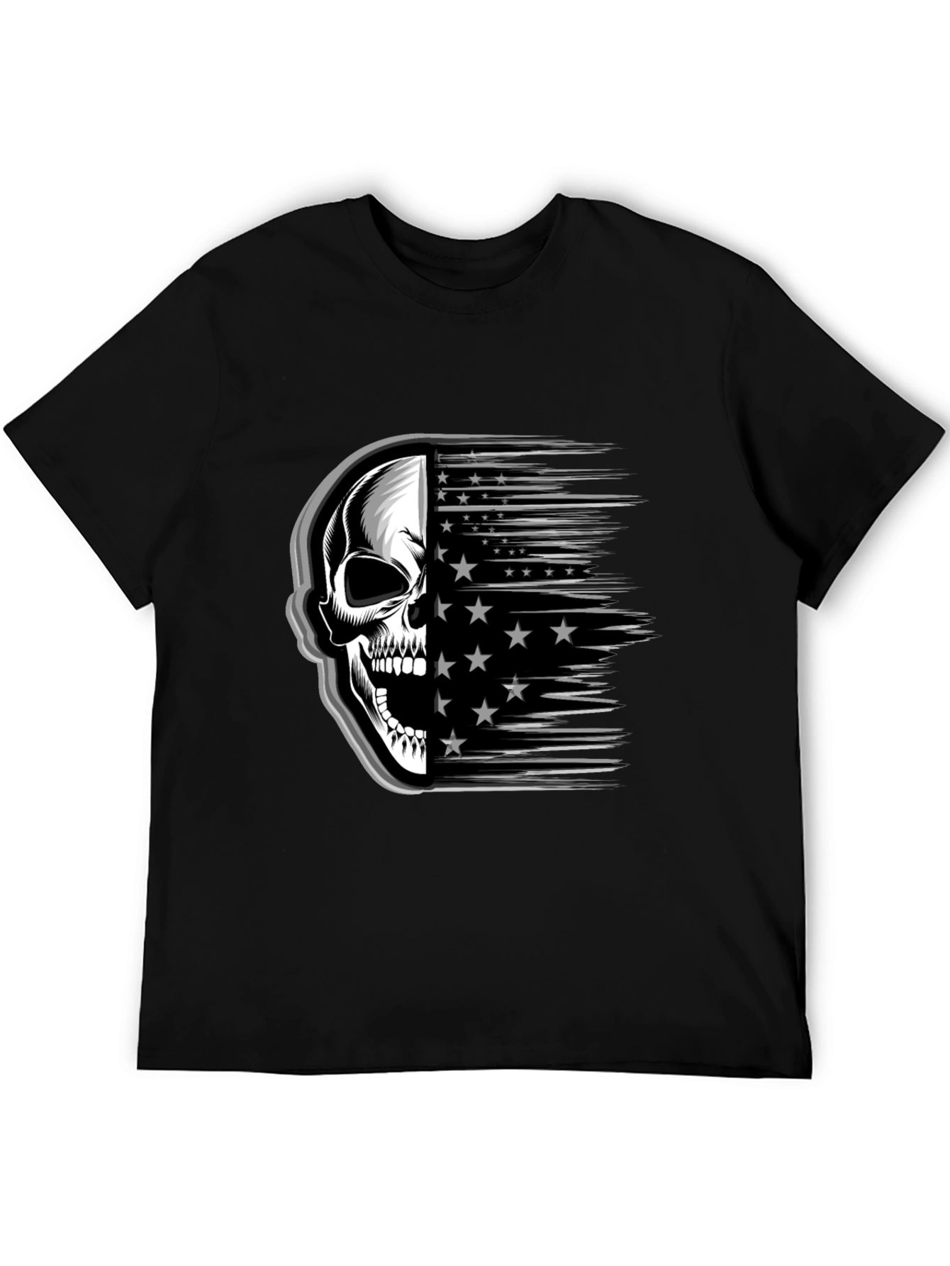 Skull Stars Stripes Graphic Tee - Mens Black T-Shirt