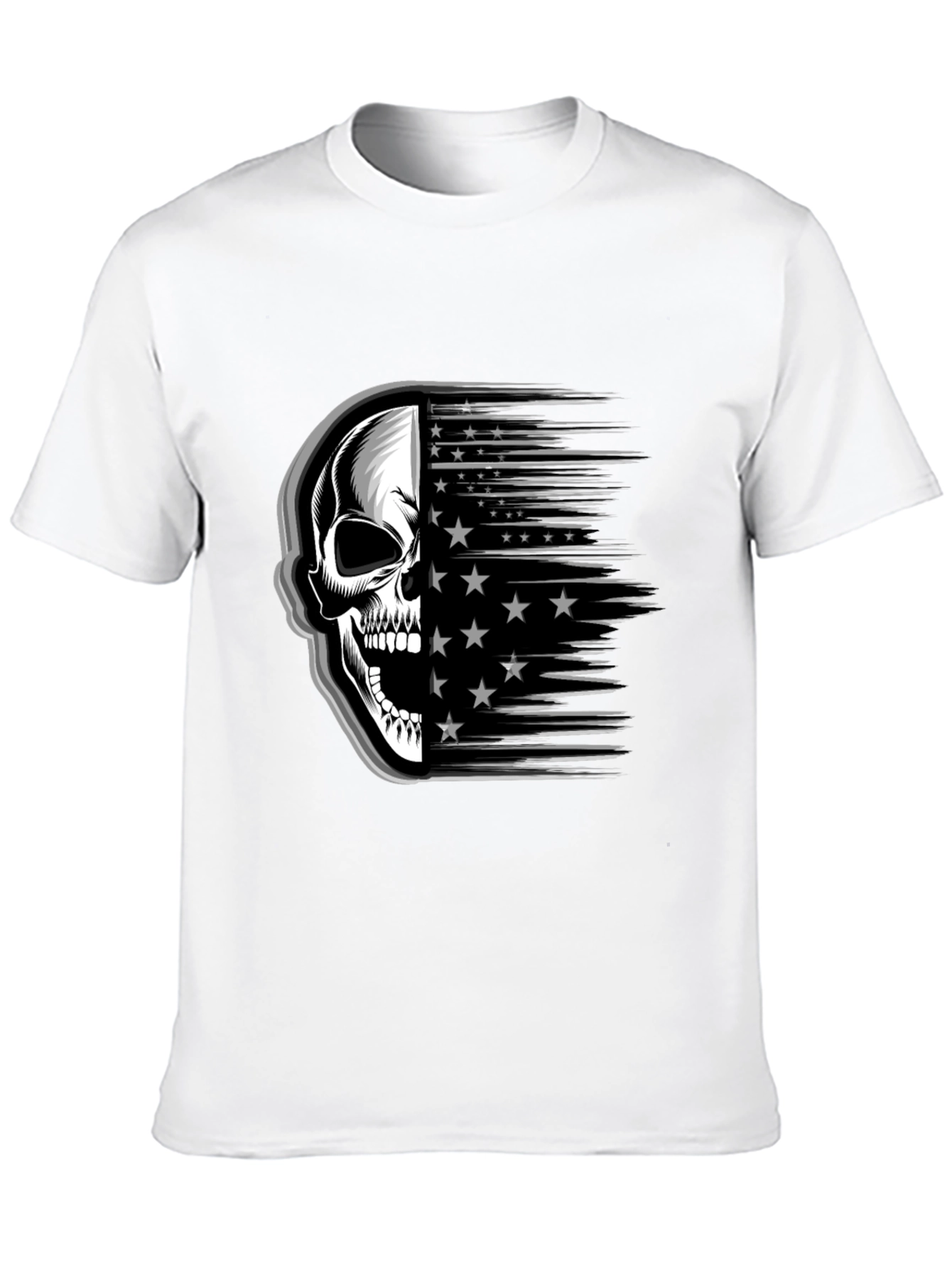Skull Stars Stripes Graphic Tee - Mens Black T-Shirt
