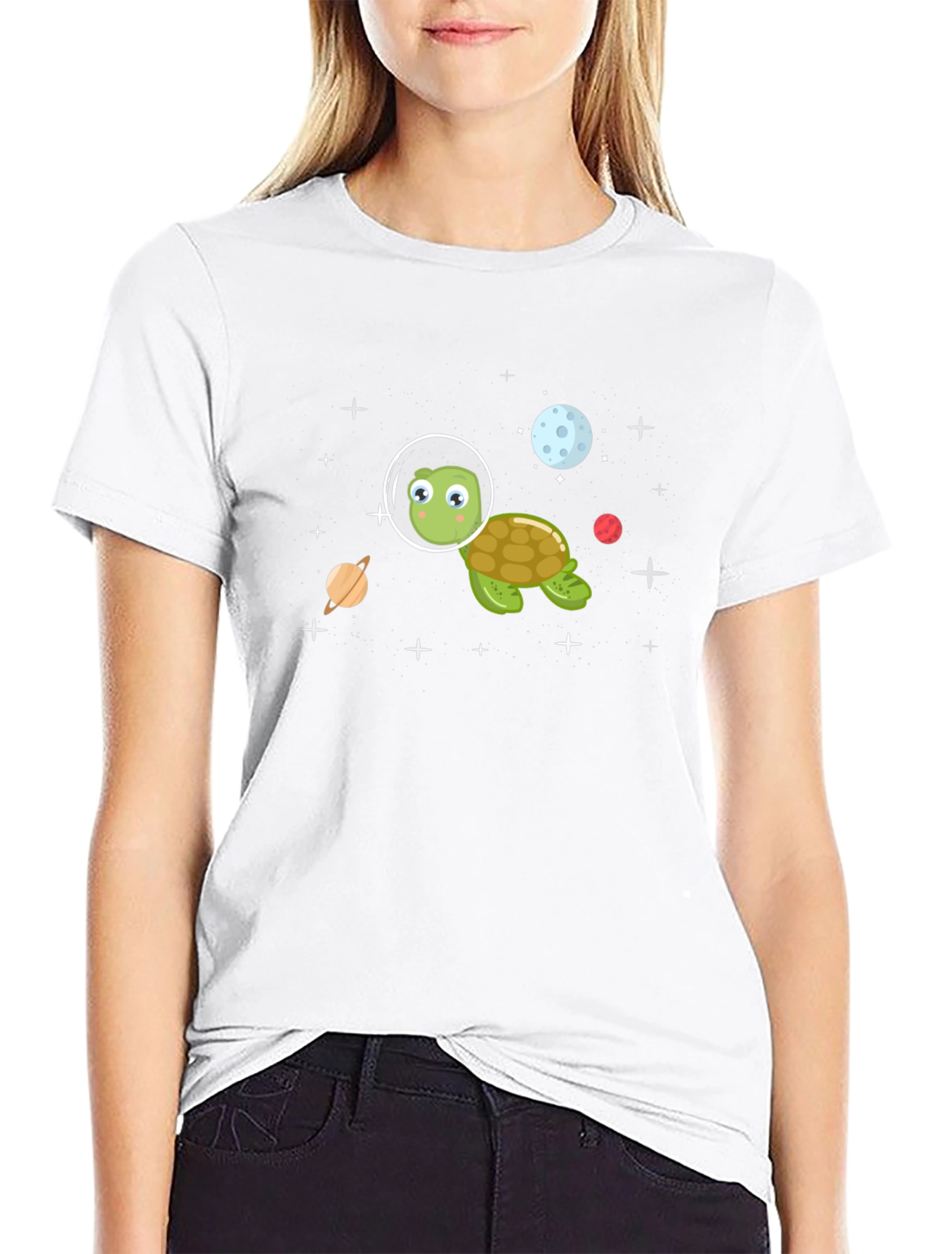 Space Turtle Black T-Shirt