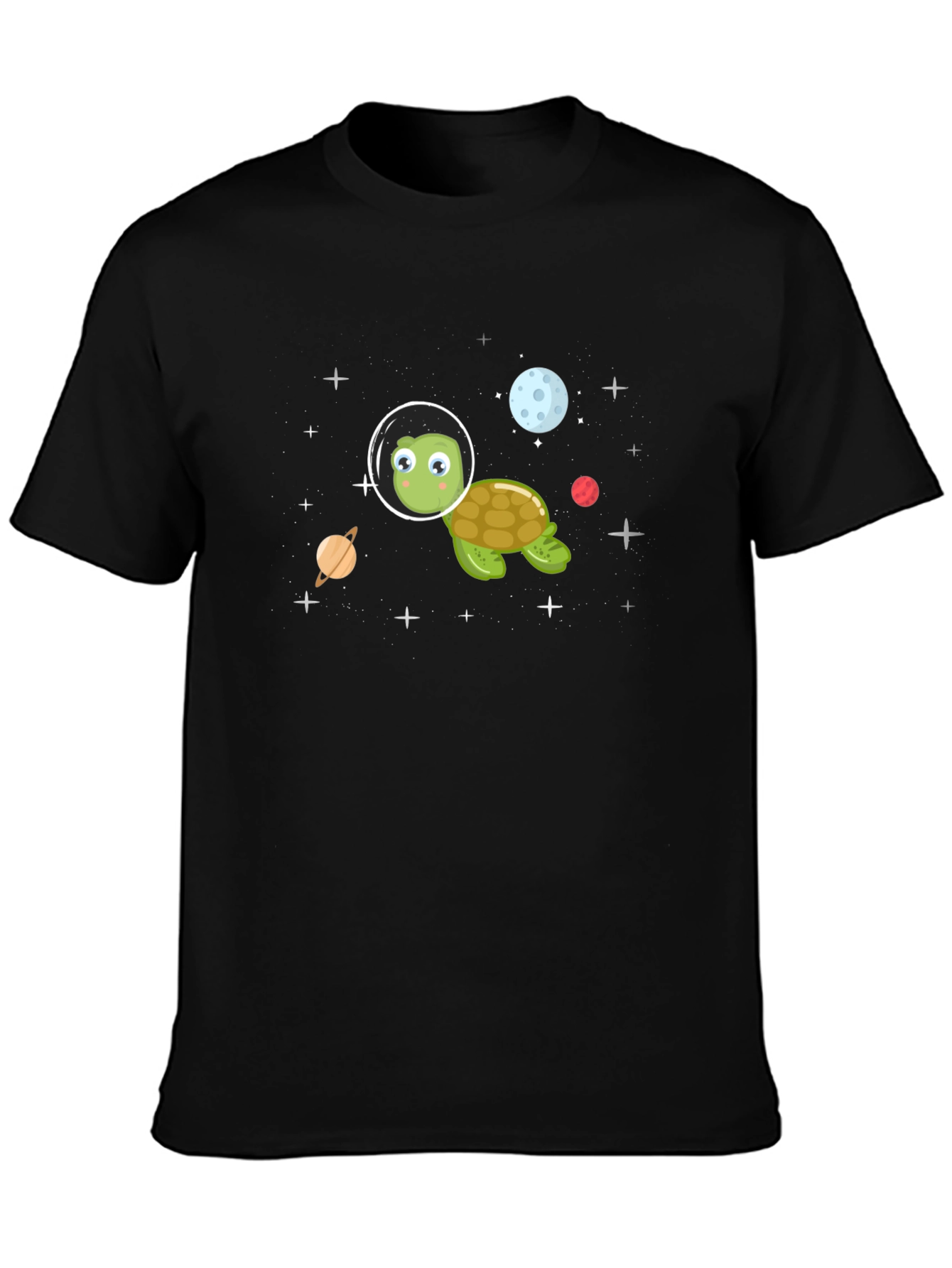 Space Turtle Black T-Shirt