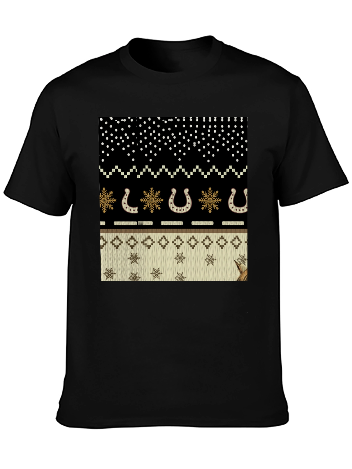 Ugly Sweater Western Horseshoe Black T-Shirt