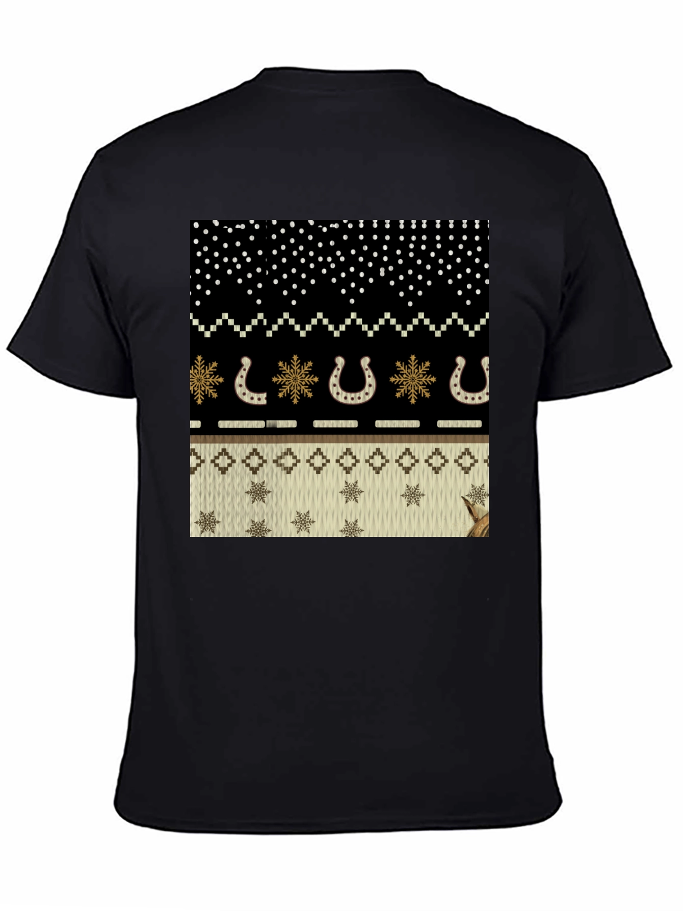 Ugly Sweater Western Horseshoe Black T-Shirt