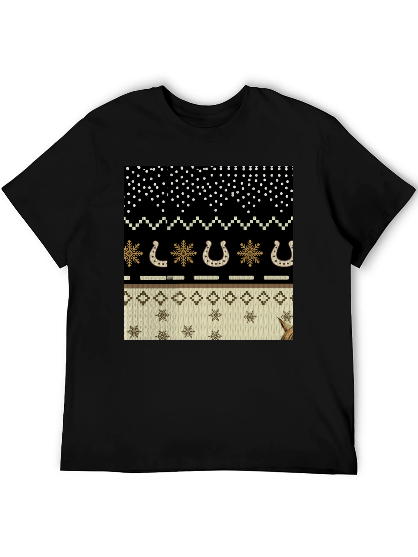 Ugly Sweater Western Horseshoe Black T-Shirt