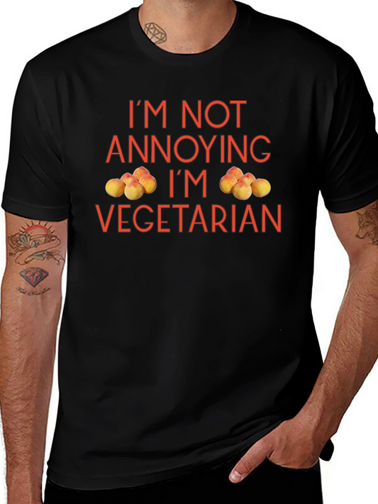 Funny Vegetarian T-Shirt - Peach Design Soft Cotton Tee