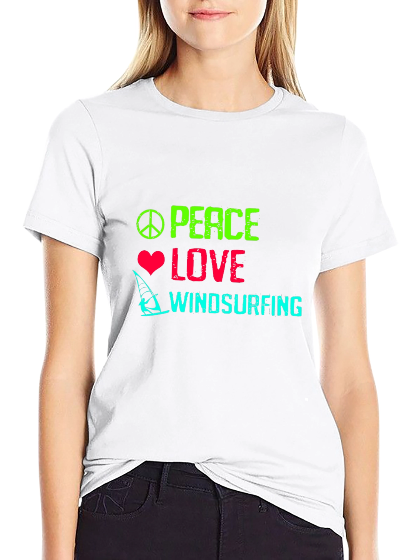 Peace Love Windsurfing Graphic T-Shirt