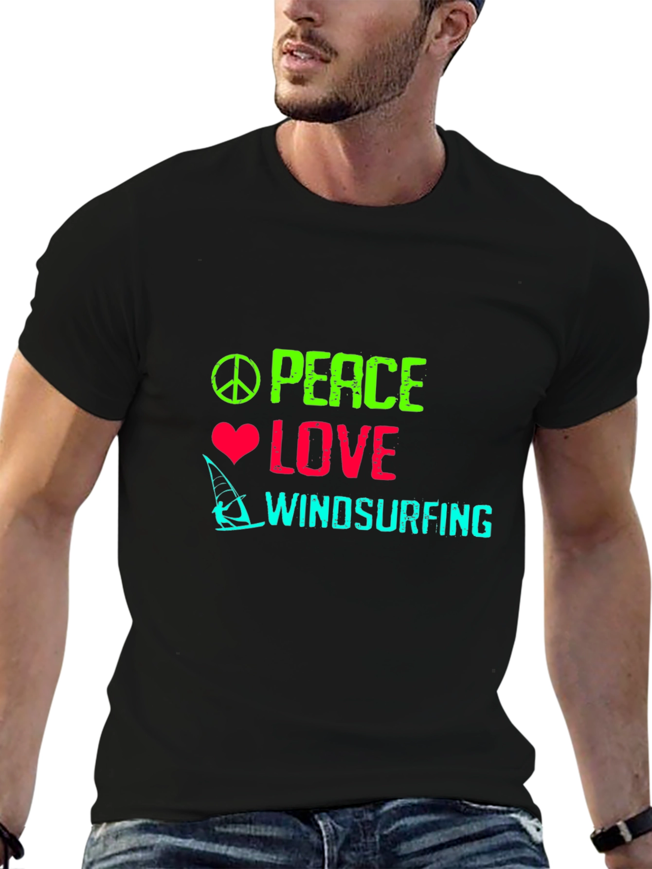 Peace Love Windsurfing Graphic T-Shirt