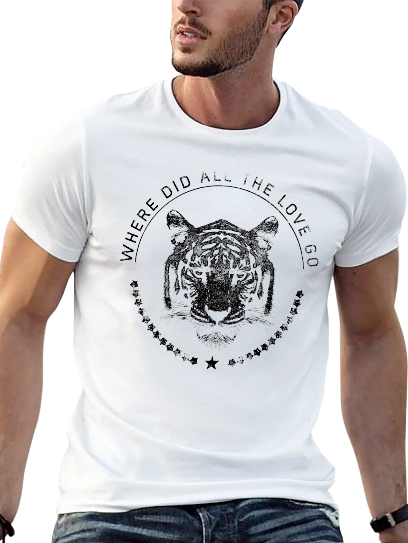 Mens Black Tiger Graphic T-Shirt