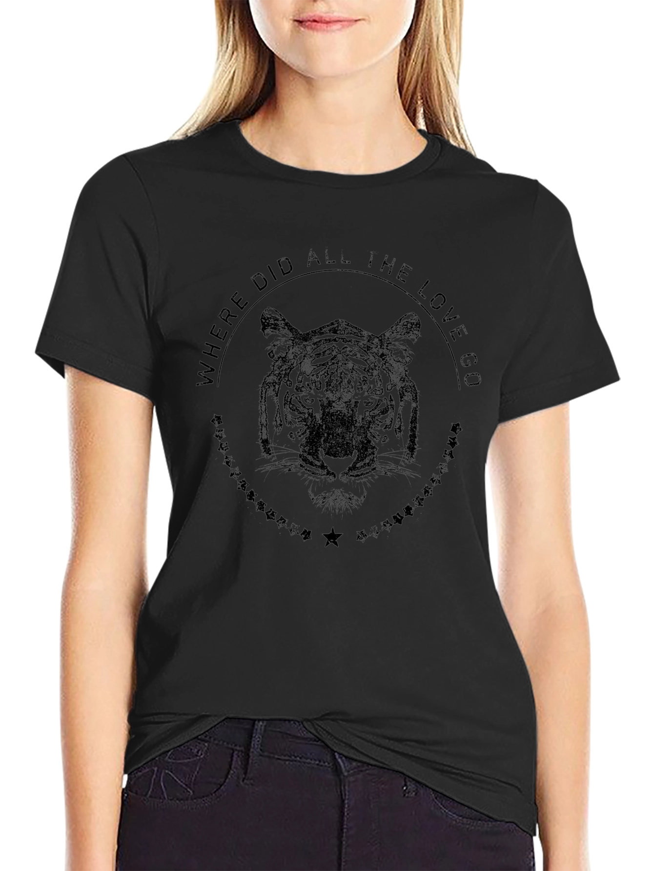 Mens Black Tiger Graphic T-Shirt