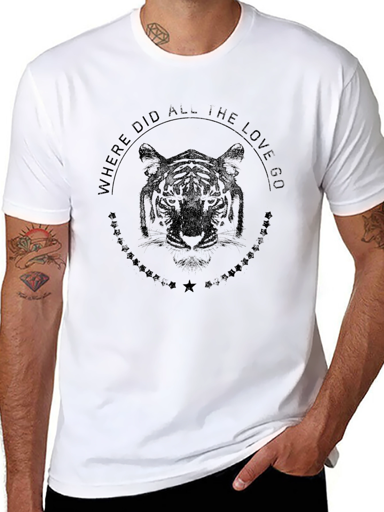 Mens Black Tiger Graphic T-Shirt