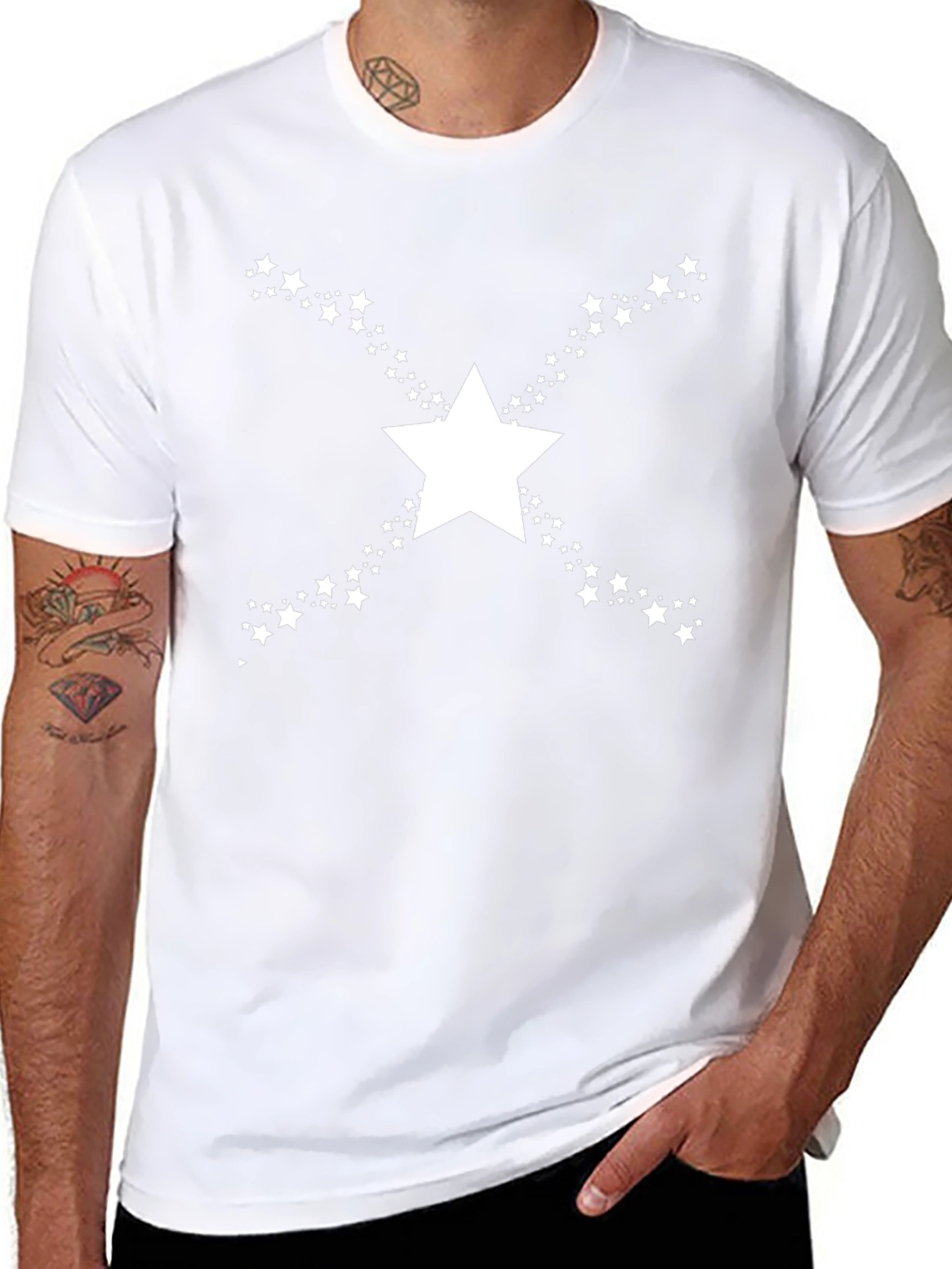 Star Burst Graphic T-Shirt - Black Cotton Blend Tee