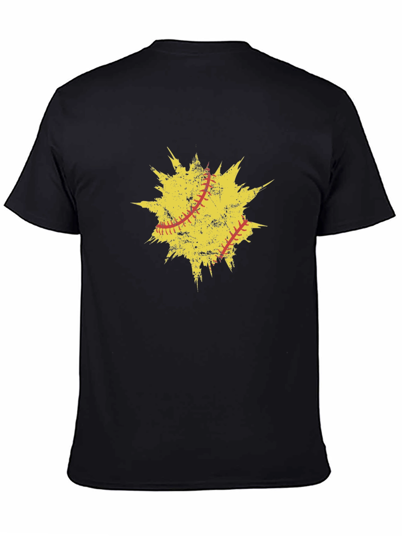 Grunge Softball Graphic Tee - Black