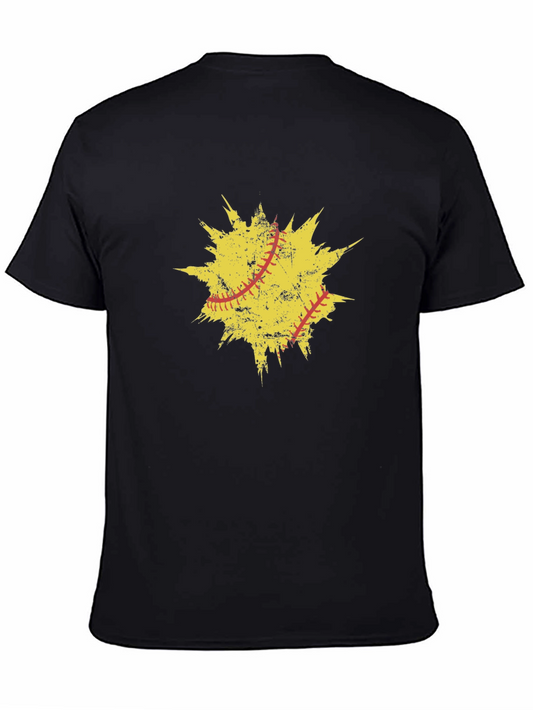 Grunge Softball Graphic Tee - Black
