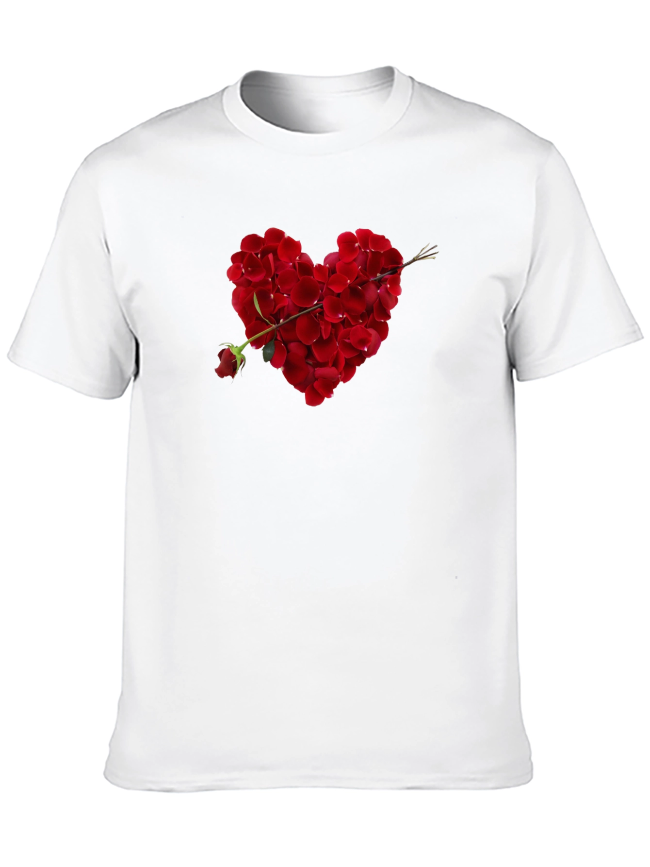 Rose Petal Heart Graphic Tee - Romantic Black T-Shirt