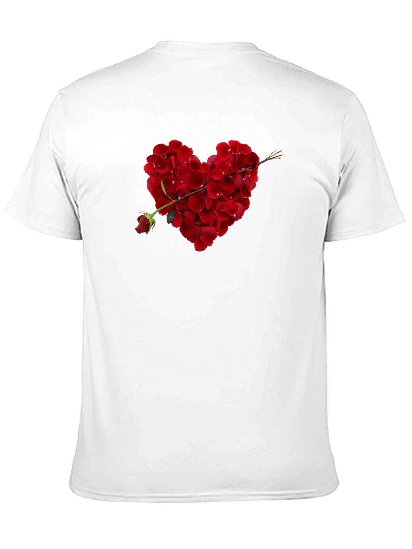 Rose Petal Heart Graphic Tee - Romantic Black T-Shirt