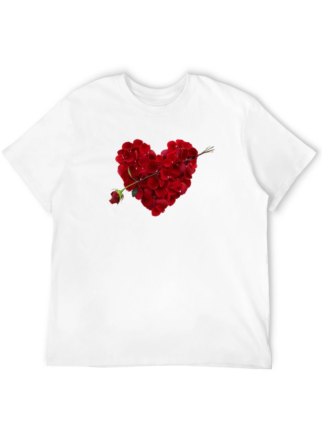 Rose Petal Heart Graphic Tee - Romantic Black T-Shirt