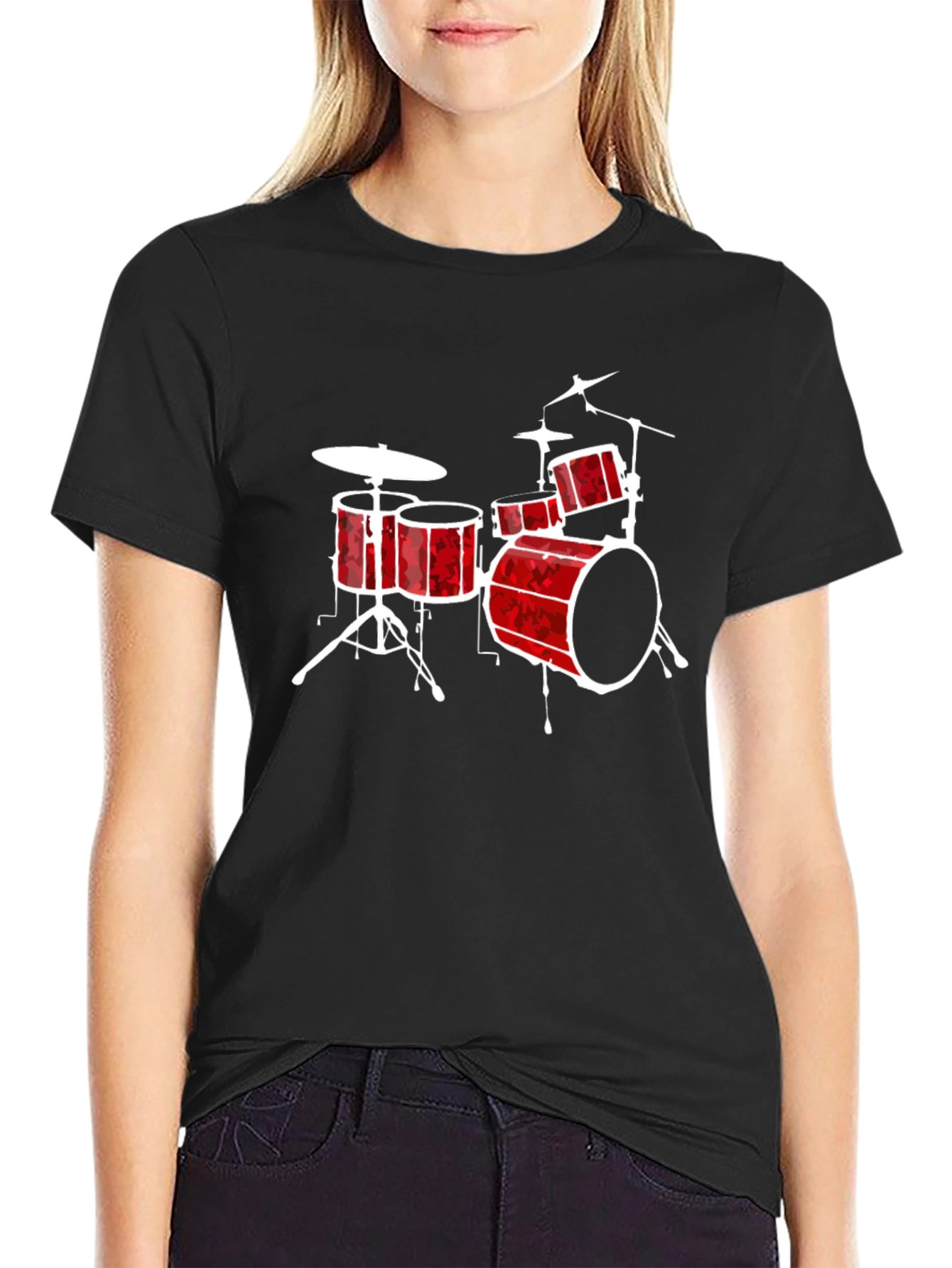 Drum Set Graphic Tee - Black