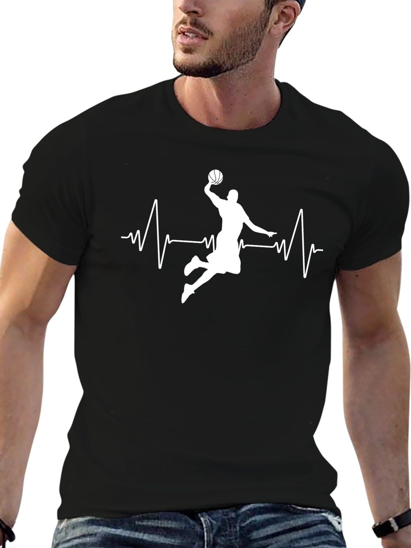 Basketball Heartbeat Graphic T-Shirt
