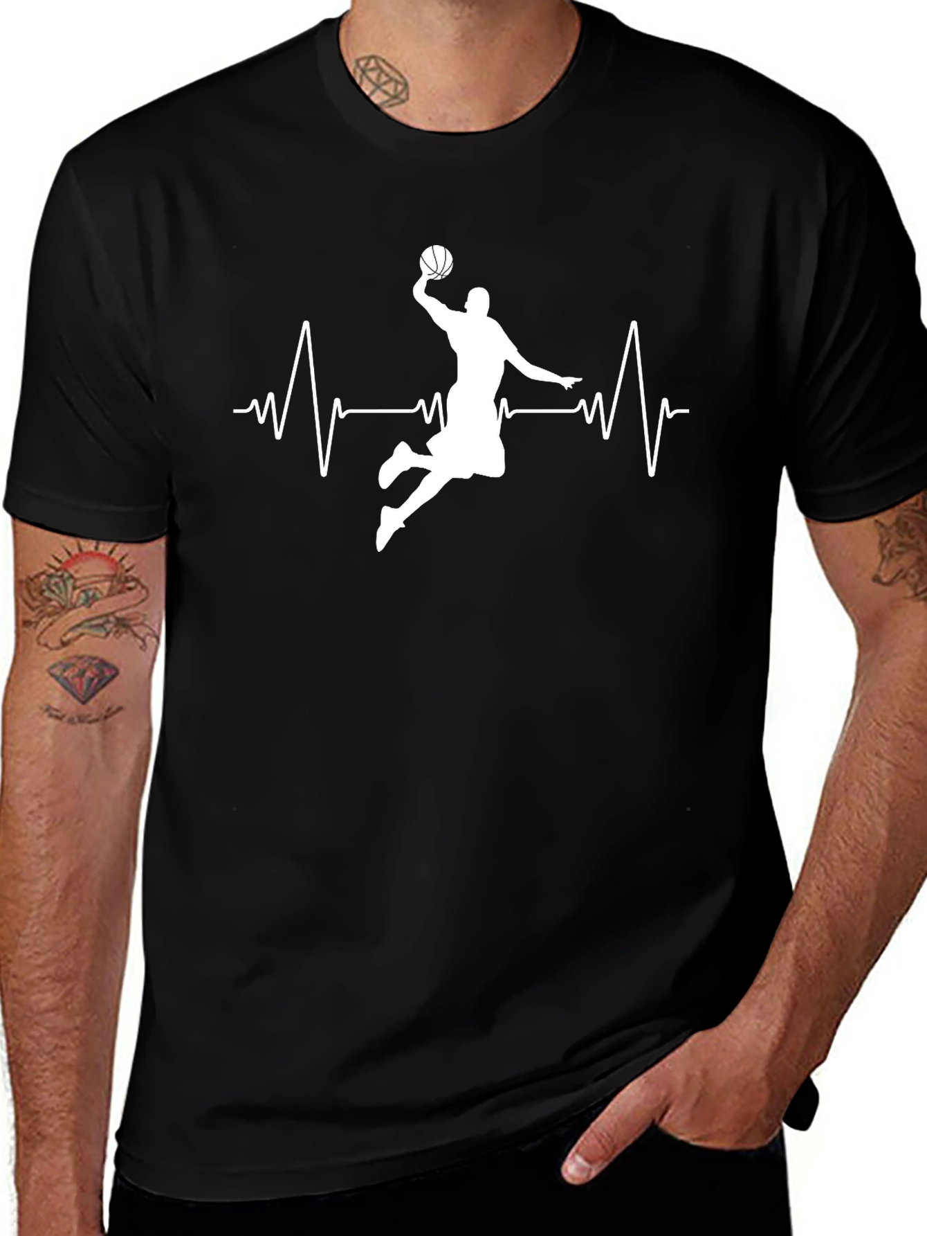 Basketball Heartbeat Graphic T-Shirt