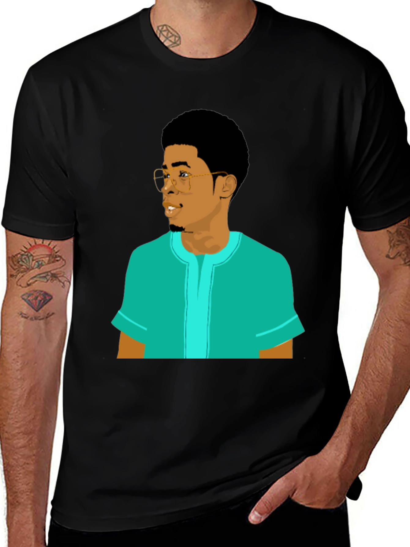 Cool Graphic Tee - Cartoon Man Portrait T-Shirt