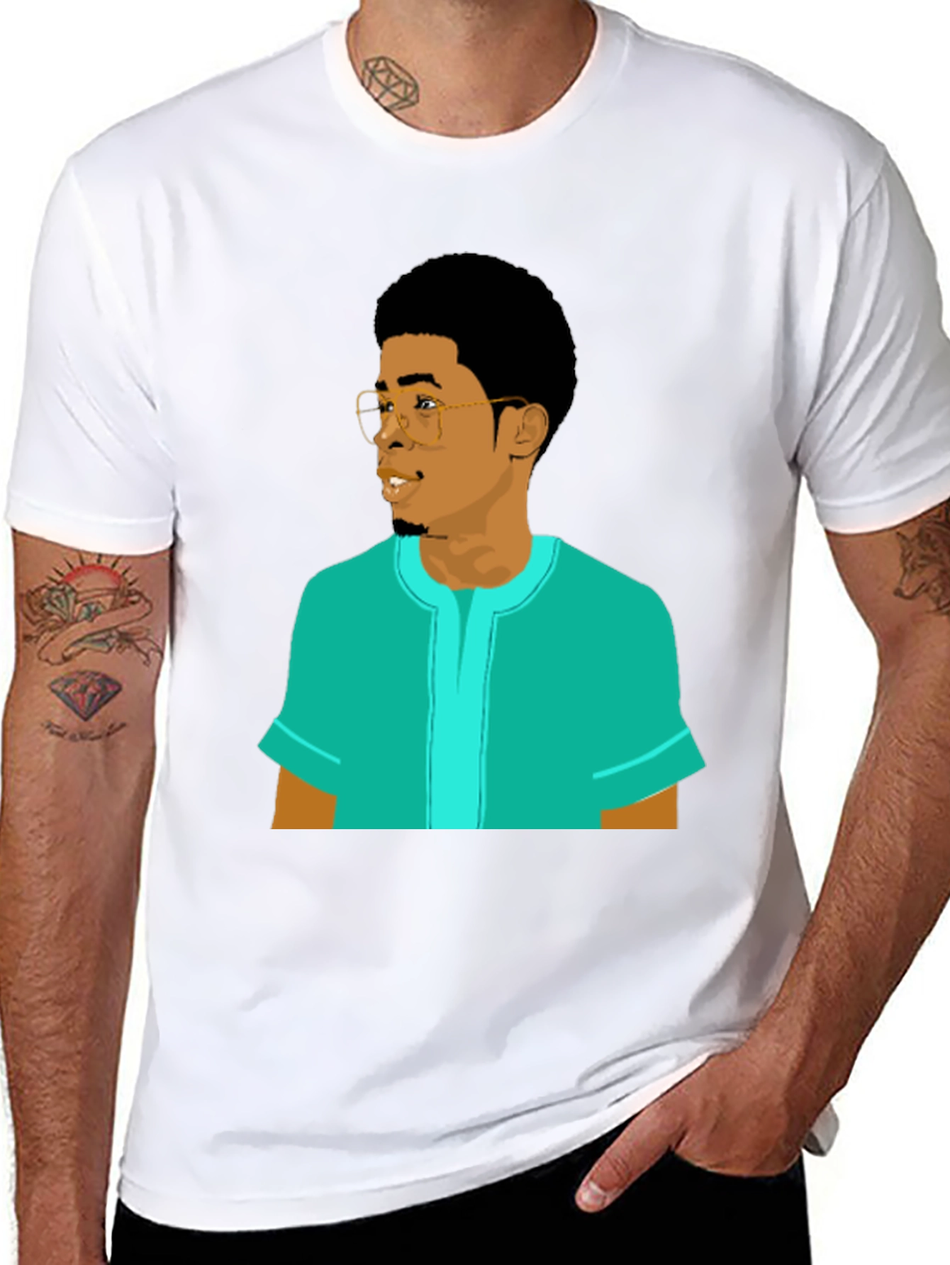 Cool Graphic Tee - Cartoon Man Portrait T-Shirt