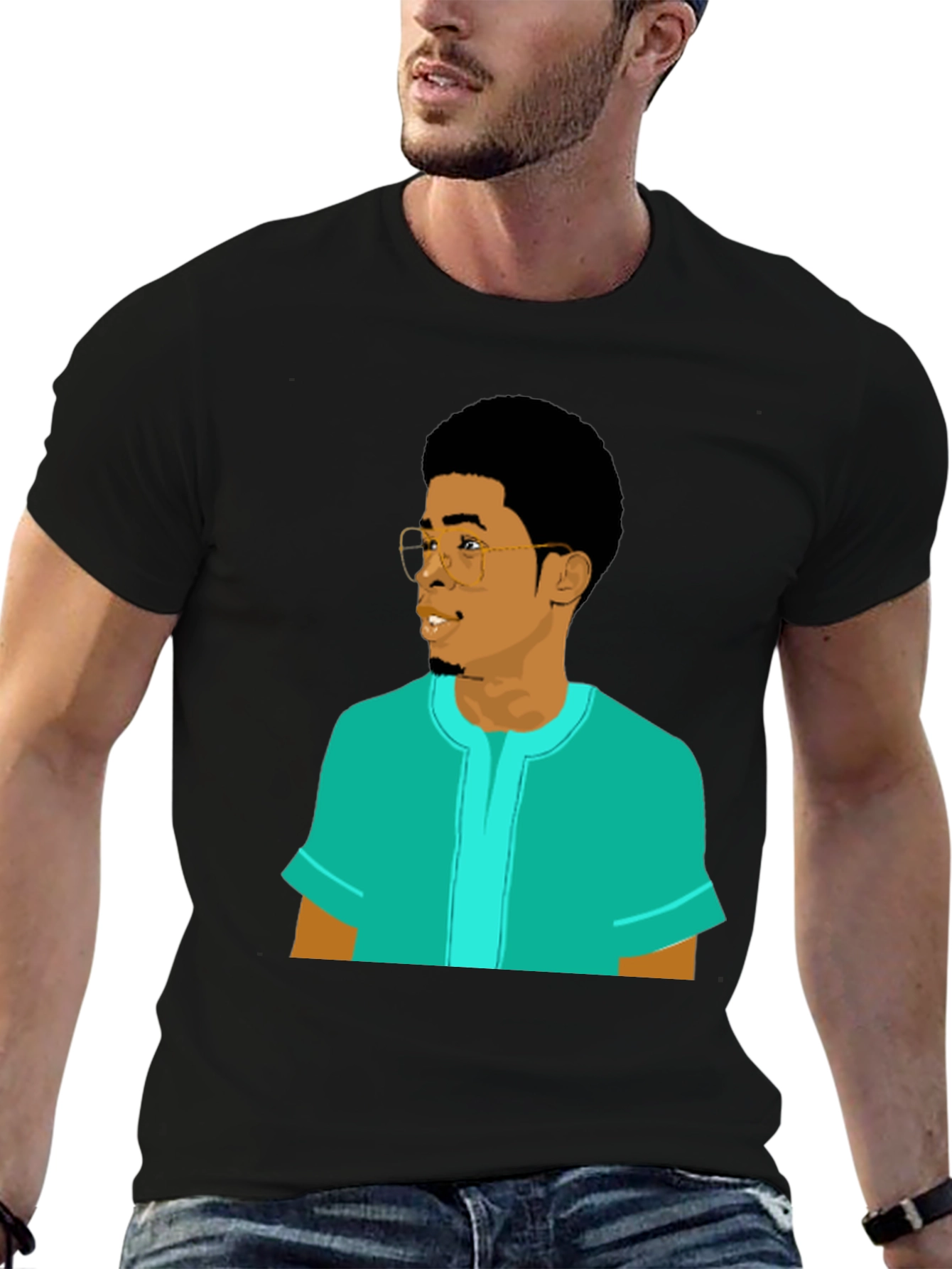 Cool Graphic Tee - Cartoon Man Portrait T-Shirt
