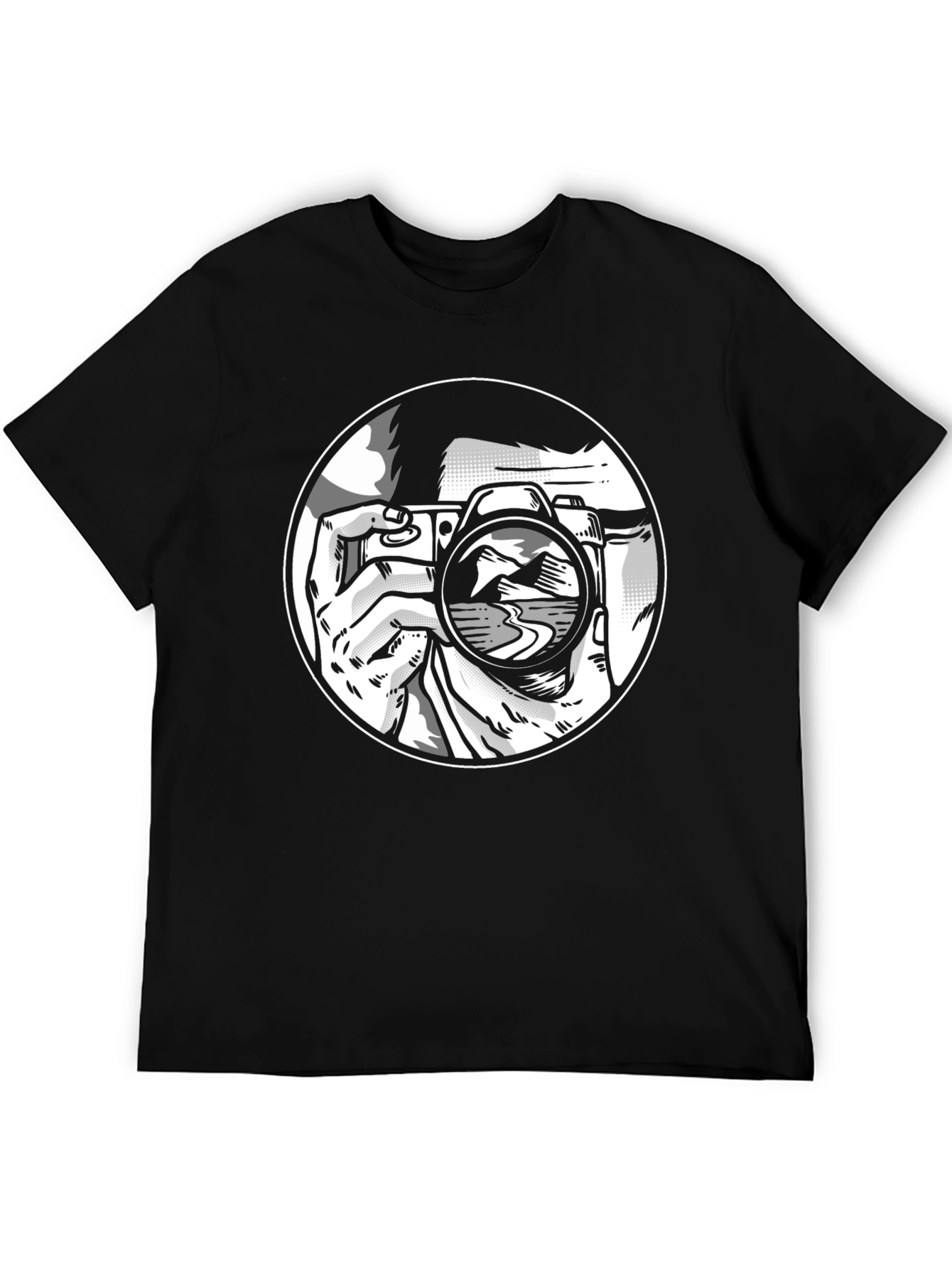 Photographer Graphic T-Shirt - Black Crew Neck Tee