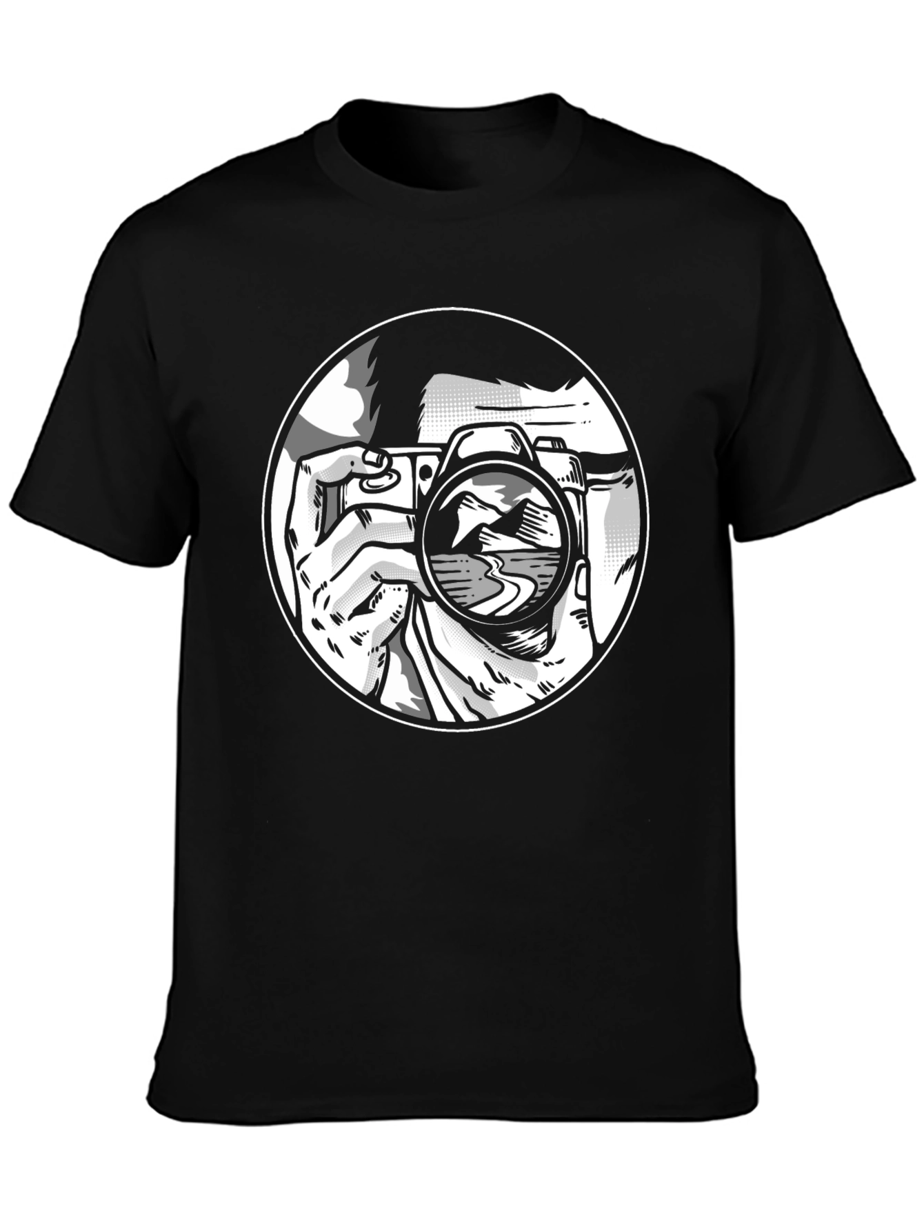 Photographer Graphic T-Shirt - Black Crew Neck Tee
