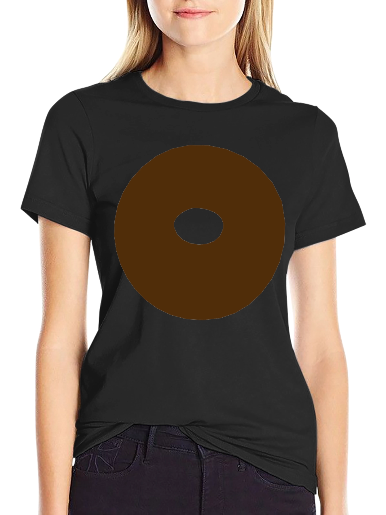 Minimalist Brown Donut Graphic T-Shirt