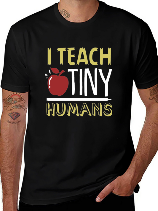 I Teach Tiny Humans T-Shirt Teacher Apple Graphic Tee