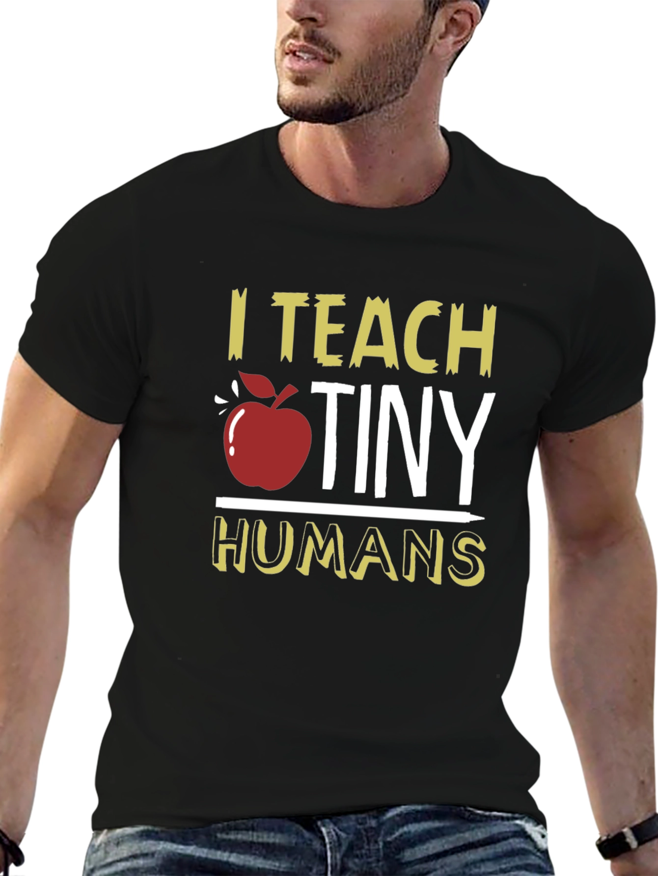 I Teach Tiny Humans T-Shirt Teacher Apple Graphic Tee