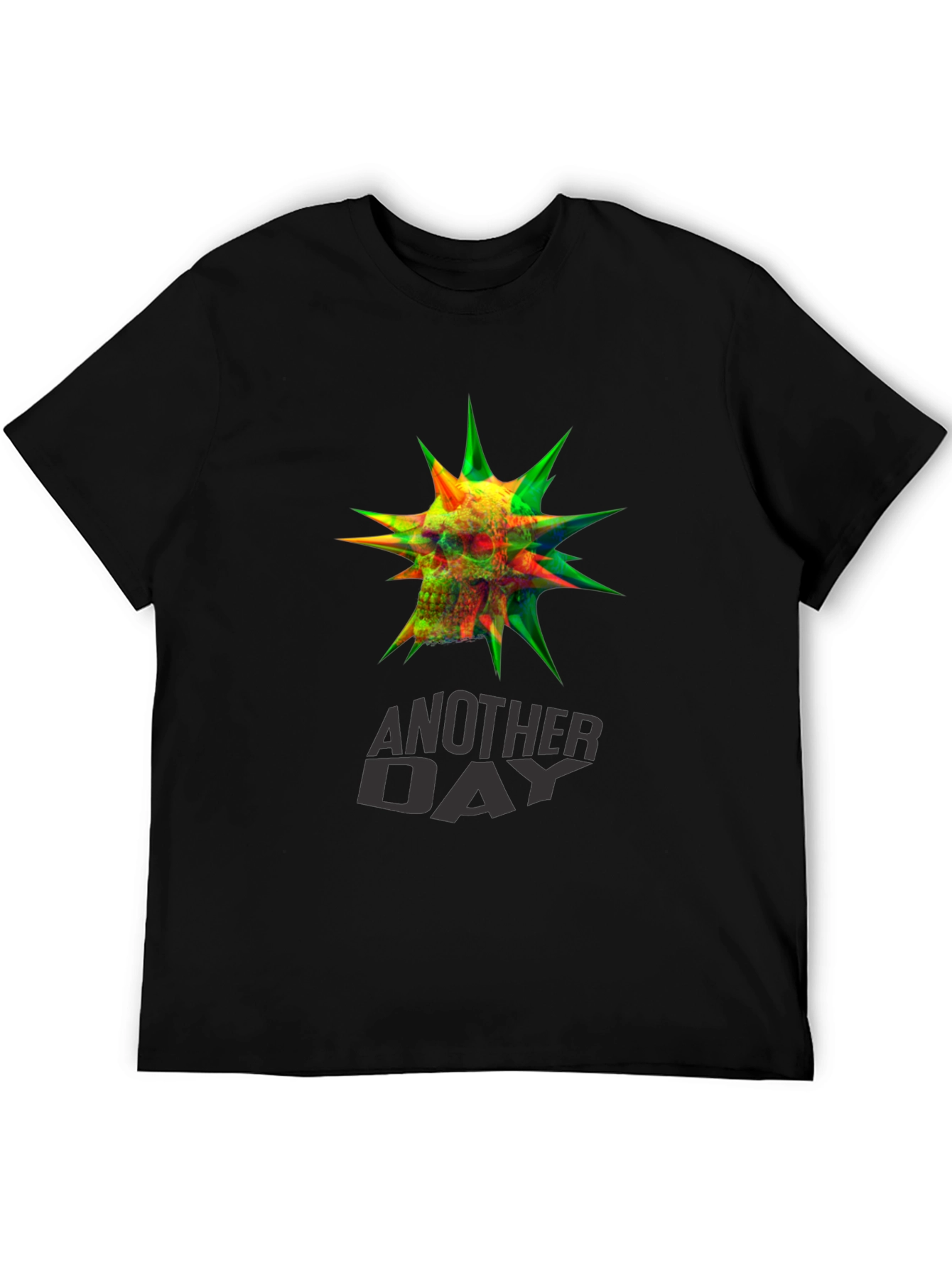 Edgy Skull & Spikes Graphic Black T-Shirt