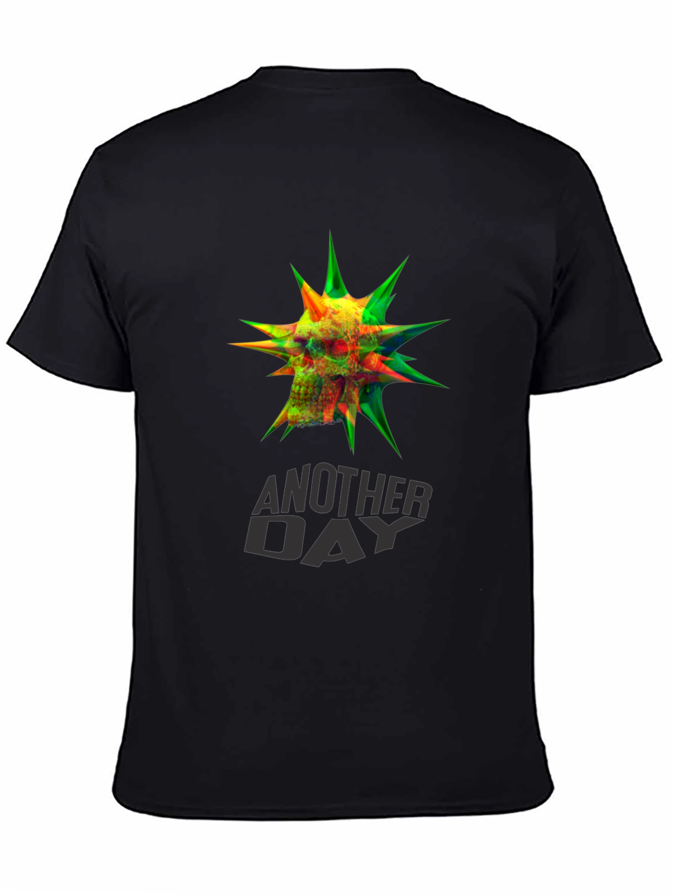 Edgy Skull & Spikes Graphic Black T-Shirt