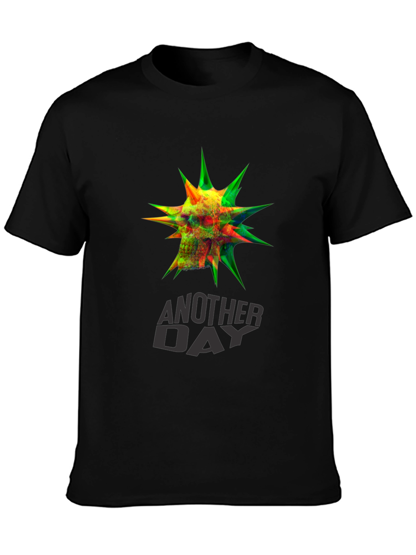 Edgy Skull & Spikes Graphic Black T-Shirt