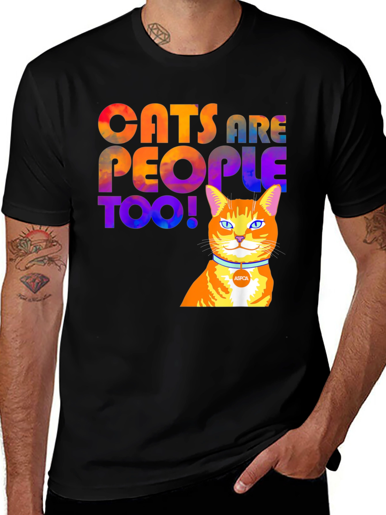 Cats Are People Too T-Shirt - Black