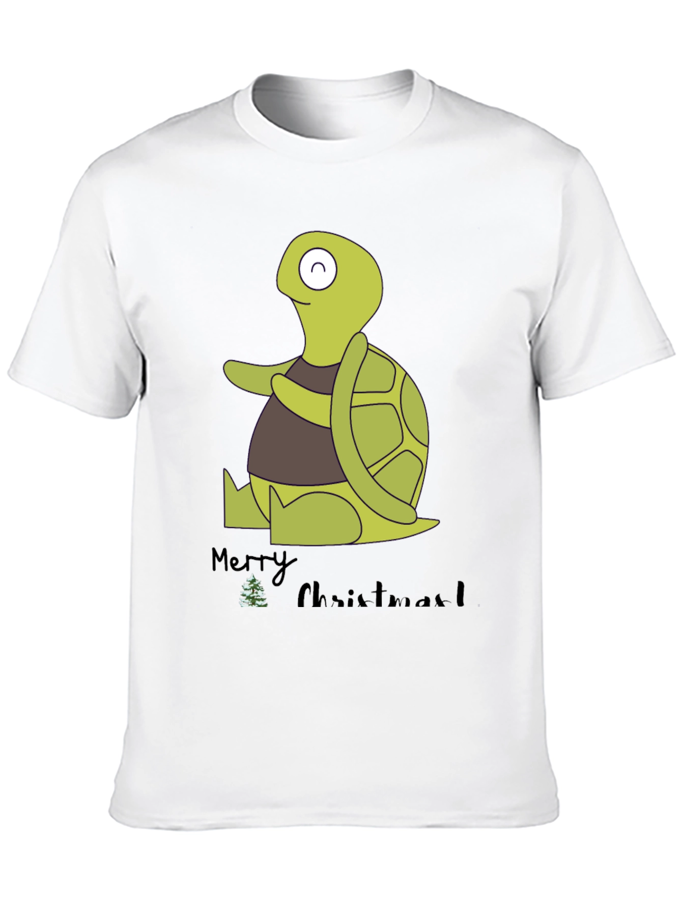 Turtle Merry Christmas Black Graphic Tee