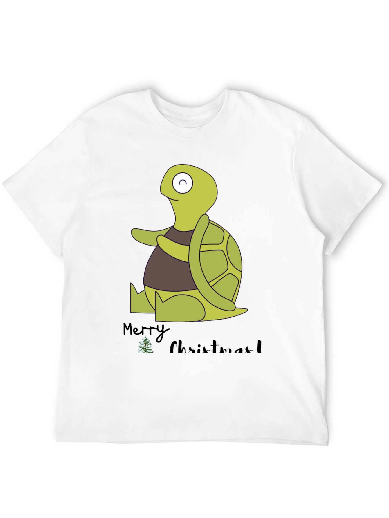 Turtle Merry Christmas Black Graphic Tee